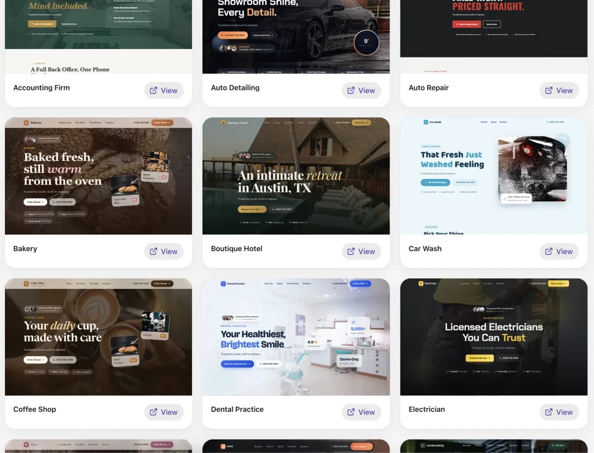 LeadX website template gallery
